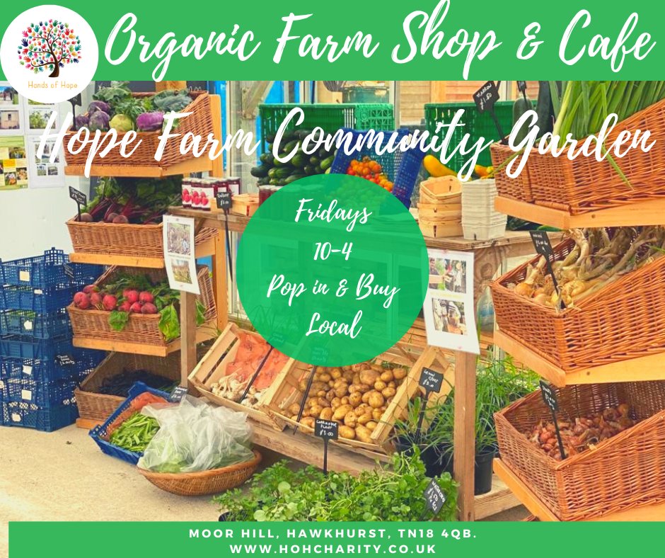 HandsofHopeUK's tweet image. ** Organic Farm Shop &amp;amp; Café – Open Every Friday 
@ Hope Farm Community Garden**

The best place to pick up a jute bag and fill with organic, seasonal produce – reducing food miles and helping a great cause.

#organicfood #communitysupport #walledgarden