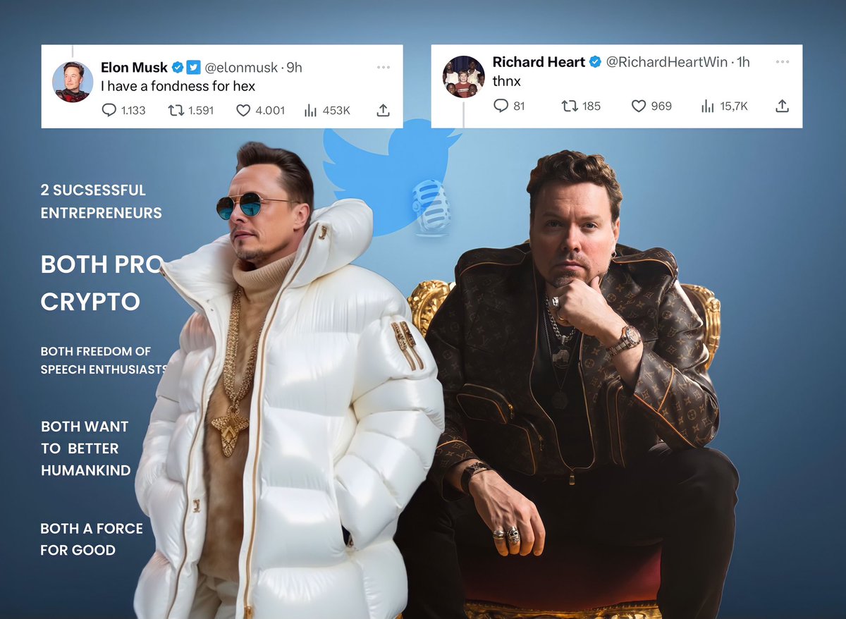 HviidHEX's tweet photo. Hey, @Elonmusk. You maybe won't remember this, but last year you were in a Twitter Spaces with me and @RichardHeartWin (the man you was seconds away from talking to but didn't get to, because he got unfairly kicked)

Can we try again? 😊

You clearly have a fondness for $HEX https://t.co/DjoBOU4O8A