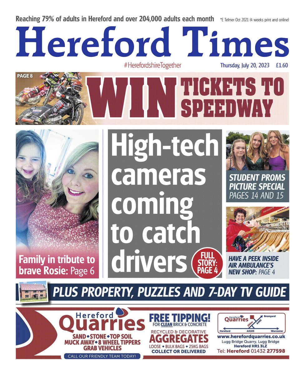 This week's Hereford Times front page. Get to know your community better with us. Seven-day TV listings and a new property section too! 📱 Get a free weekly email newsletter from me here: herefordtimes.com/newsletters/ne…