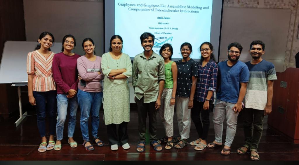 Swathi's Multiscale Modeling & Computational Group (@swathirs_group) on Twitter photo Hearty Congratulations to <a href="/Antoprakuzhy/">Anto James</a> on successfully defending his PhD thesis! We wish him the best in his future endeavors! Anto and Chris have been strong pillars of the group for the last few years! Super proud of their hard work and commitment.<a href="/tvmiiser/">IISER Thiruvananthapuram</a> <a href="/Chemie_iisertvm/">School of Chemistry IISER TVM</a> Hearty Congratulations to <a href="/Antoprakuzhy/">Anto James</a> on successfully defending his PhD thesis! We wish him the best in his future endeavors! Anto and Chris have been strong pillars of the group for the last few years! Super proud of their hard work and commitment.<a href="/tvmiiser/">IISER Thiruvananthapuram</a> <a href="/Chemie_iisertvm/">School of Chemistry IISER TVM</a>