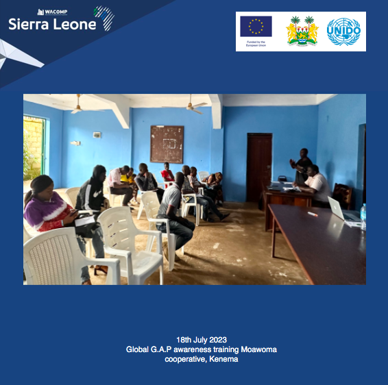 WACOMP_SL's tweet photo. July 18th- Under the @EUinSierraLeone -funded #WACOMP_SL🇸🇱 Day two of the #GlobalGAP awareness training at Moawoma #cooperative the farmer support officers explained #food #hygiene #principles using #codex #alimentarius in relation to #cassava processing https://t.co/5QBvtR4ugr