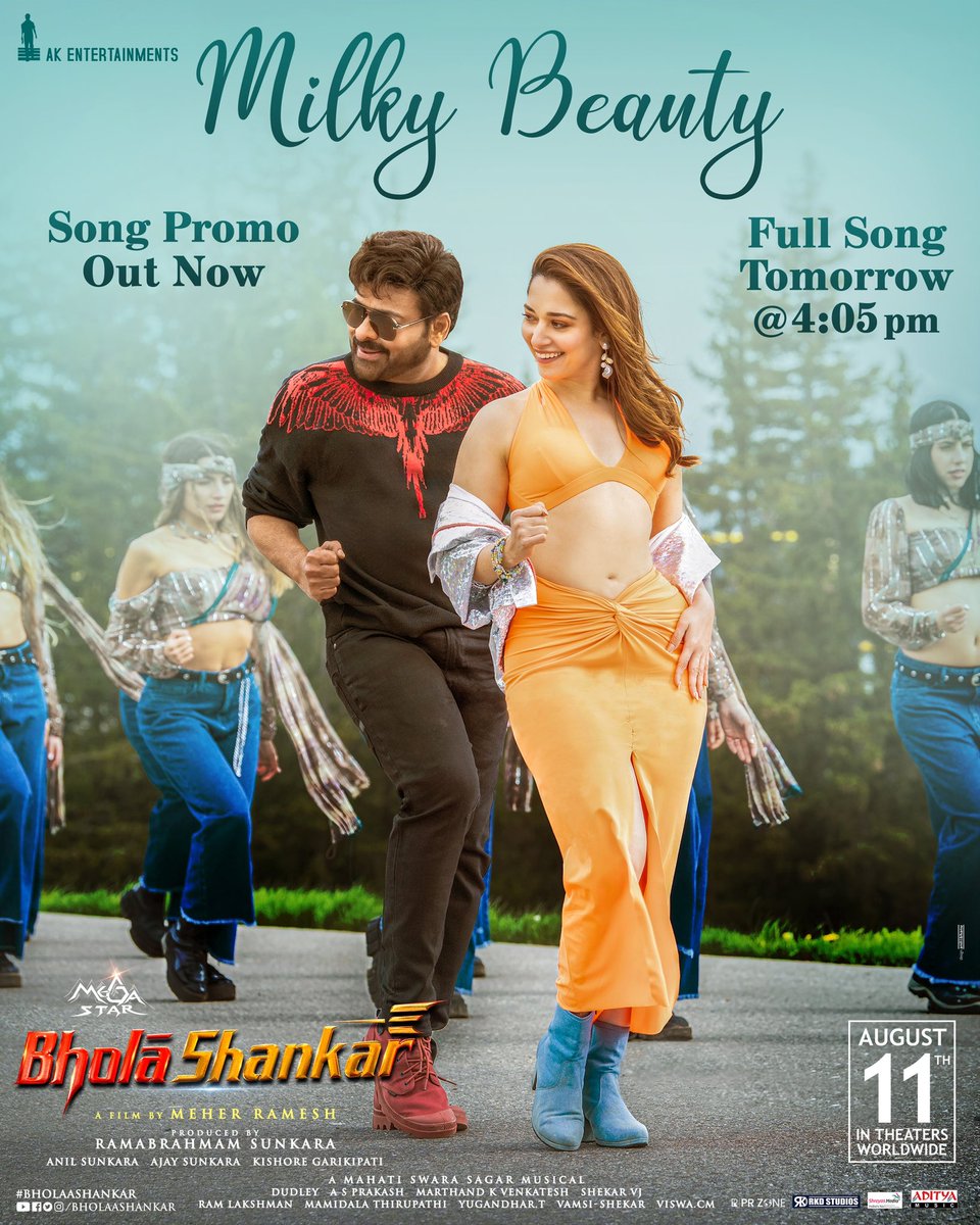 You guys have been asking for a Melody from Bholaa Shankar and your wish is my command 🙏🏻❤️
#Bholaashankar third single #MilkyBeauty 🤍
Song Promo is out now 🎶

- youtu.be/YzGF63hDUZA

Full Lyrical Tomorrow @ 4:05 PM❤️‍🔥

Mega🌟 @KChiruTweets 
A film by @MeherRamesh