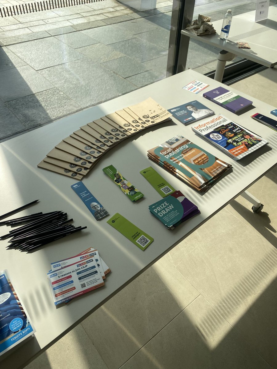 We’ve already spoken to some really lovely #Icepops23 delegates this morning! (As well as a few familiar faces) ☺️👋🏻. 

Plenty of swag available in the form of @InfoProMag, @facetpublishing bookmarks & some highly coveted #CILIPSGoGreen notebooks 🌿. 

Our supply is dwindling! 🧊