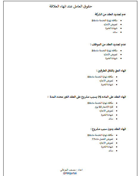 MAljerfali's tweet photo. #نظام_العمل
ادناه جميع حقوق الموظف عند انهاء العلاقة العمالية https://t.co/vWOTFTqP3Z