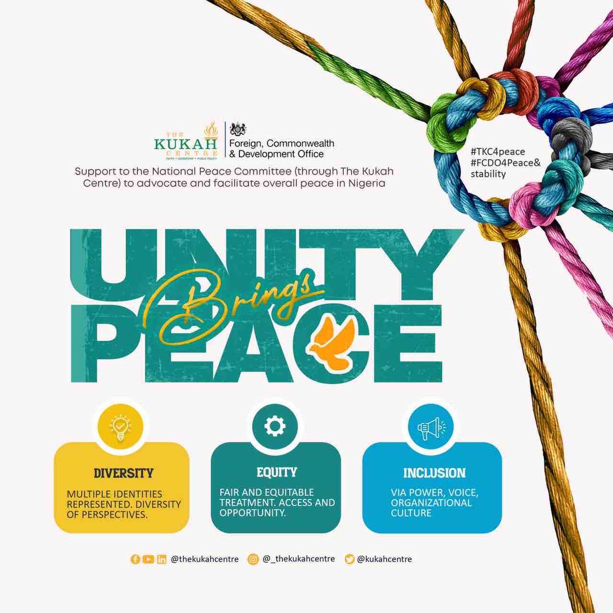 KukahCentre's tweet photo. Our strength lies in our uniqueness, not in similarities. The Unity of Nigerians is the key to unlocking endless possibilities for us as a nation. A diverse mix of voices leads to better discussions &amp; decisions, which lead to better outcomes for Nigerians.

#FCDO4peace
#TKCPeace https://t.co/O5dZIqUesv