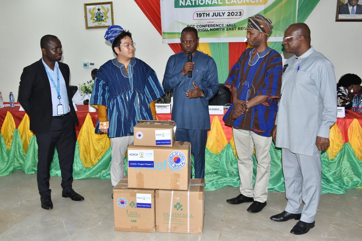 UNICEFGhana's tweet photo. Yesterday the CHPS+ Phase II was launched in the North East Region 🇬🇭. This project will strengthen community involvement &amp; health system by improving maternal &amp; child health services. UNICEF will provide technical &amp; logistics support to @koicagh &amp; @_GHSofficial on this project. https://t.co/JquXarSUSM