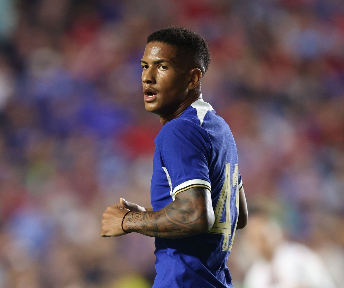 CFCPys's tweet photo. Angelo Gabriel to @TNTSportsBR : 

“As Andrey said, when it comes to Chelsea we have to be fighting for big things and we are very happy. It will be a wonderful year. I hope we can keep building in the last friendlies” 

“God willing we can qualify for the Champions League and win the Premier League title, we’ll work for it” #CFC
