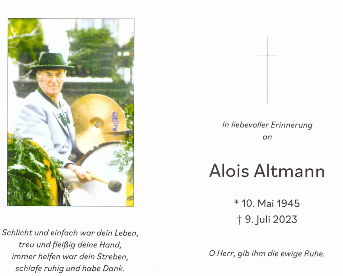 SamNachrichten's tweet photo. Alois Altmann aus Haimling bei Greimharting hat mit seiner Trommel mehr als 50 Jahre den Takt bei unzähligen Festlichkeiten vorgegeben. Nun wurde er mit großer blasmusikalischer Begleitung durch die Musikkapelle Prien unter der Leitung von Dirigentin

https://t.co/bRK6zFYXlo https://t.co/37URicES28