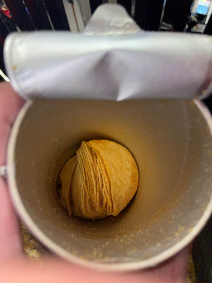 GenghisMusic's tweet photo. @Tesco @Pringles_UK I just bought these Texas bbq Pringles from the Piccadilly Tesco. To my shock I’ve opened them to find half the crisps missing and inside the majority of the crisps are broken. Have no idea how this got past quality control and sealed but this is rubbish https://t.co/h3BqblFEo4