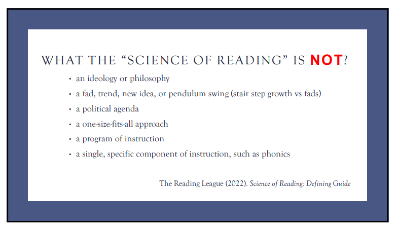 MrsTG's tweet photo. @janhasbrouck is sharing what the science of reading is NOT: 
#IowaSOR https://t.co/jz8ukWJF1j