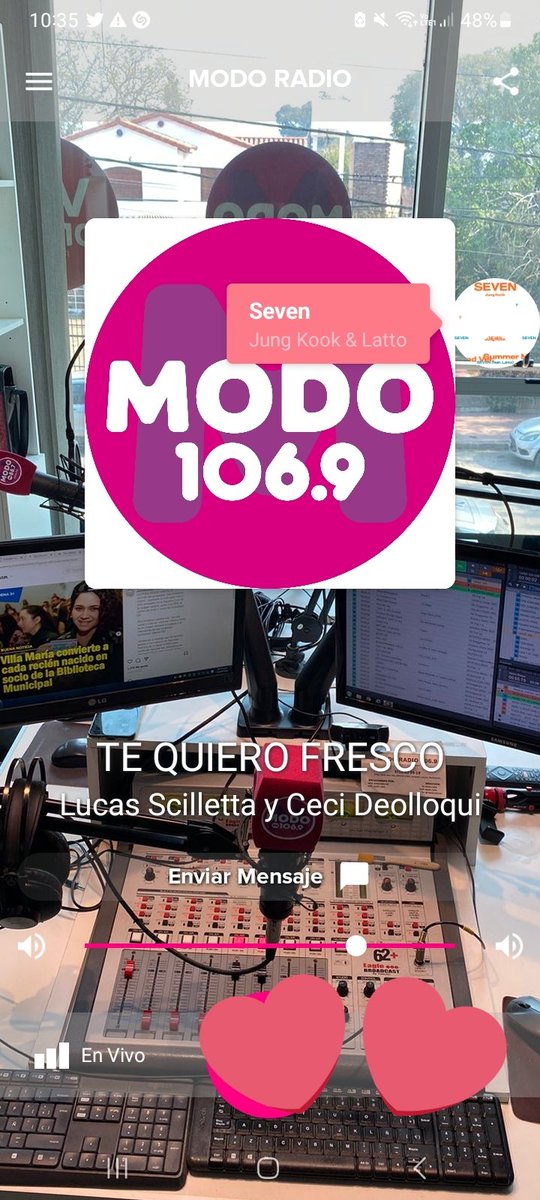 dachuu_'s tweet photo. Que lindo que suene #Seven_Jungkook dejo votito para el #ModoTop40 para que siga subiendo! Gracias Lu por la buena onda! @modoradioweb 💜 https://t.co/Dx1j4B1ZWx
