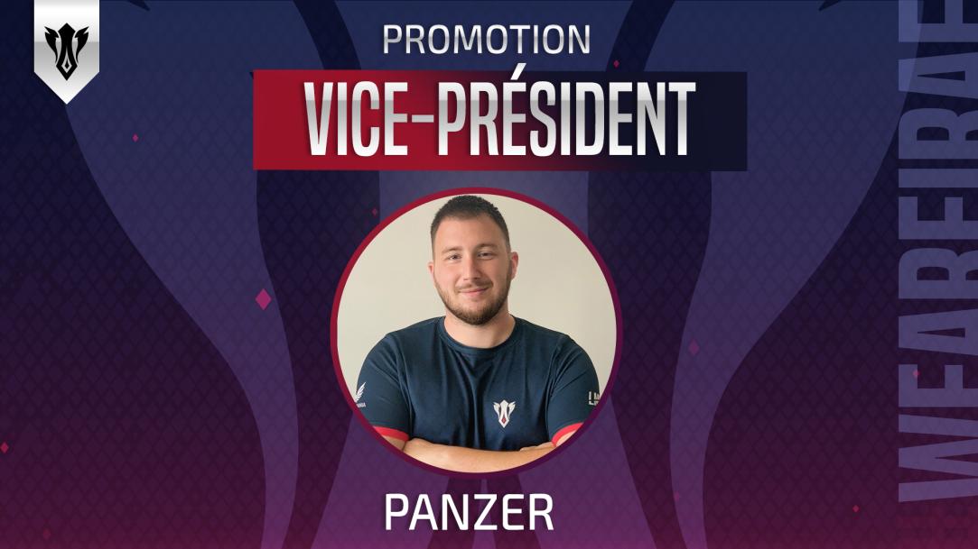 C'est la fin du suspens ⏱️😁

Après de longues discussions ... 

La <a href="/IraeGaming/">Irae</a> fait son retour sur les terrains eSportifs 🎮

Pour enclencher la relance, la promotion de <a href="/Kaiser_Panzer/">OneG Panzer 🇩🇪</a> au poste de Vice-Président de la structure afin d'épauler <a href="/Ligente/">Antonin "Ligente"</a>. 

Un nouveau souffle ✊