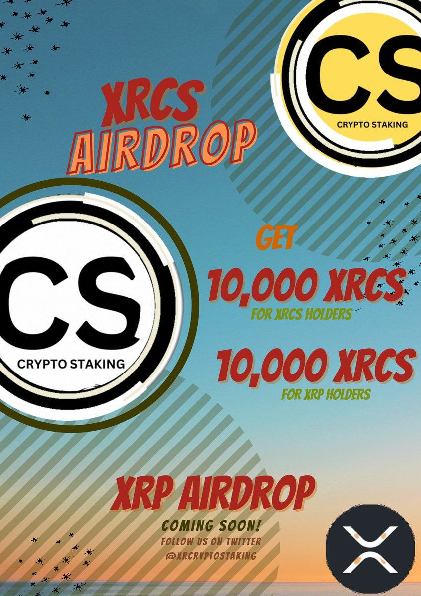Are you ready for another XRCS and XRP airdrop event?

✅️ Follow <a href="/XRCryptoStaking/">XRCS</a>
✅️ Like &amp; Retweet
✅️ Comment &amp; Tag your friends
✅️ Hold XRCS

Hold tight XRCS Army! Let's go to the moon 🚀 

*Full details to be announced soon

#XRCS #Airdrop #XRP
