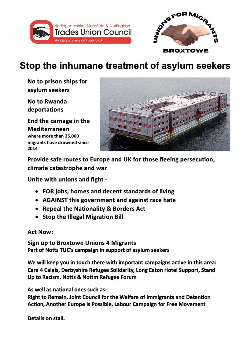 Pete_Radcliff's tweet photo. @migrantsorg @GaryGibbonC4 @wizbates @JackieLongc4 @LucyJMcDaid @JCWI_UK @Medact Good to see unions speaking out. In Beeston, Nottingham we will be out on the streets on Saturday 

https://t.co/z50iT5jEK9 https://t.co/J8k4FfbTlI