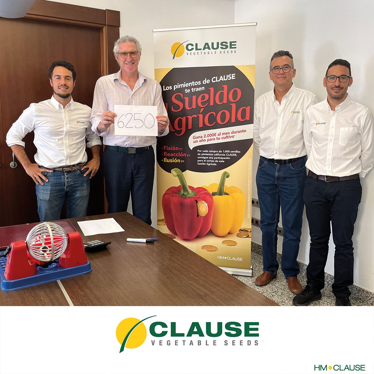 HMCLAUSEIBERICA's tweet photo. Anunciamos al ganador del Sueldo Agrícola 🏆🌱
Se acaba de realizar ante notario el sorteo de #ElSueldoAgricola y el número que se lleva el premio de este año es 6250. ¡Enhorabuena al afortunado/a! 🫑💶

Gracias también a todos los participantes del sorteo 🤝

#hmclause https://t.co/hrSCGhl7Pc