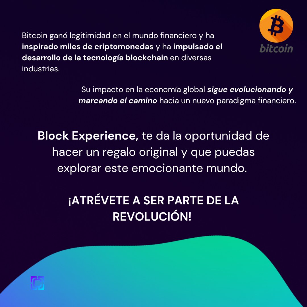 block_xperience's tweet image. Año 2023 y tienes amigos que aún no saben qué es Bitcoin, quién fue Satoshi o qué significa "blockchain"?
Block Experience te da la oportunidad de hacer un regalo original y que puedan explorar este emocionante mundo. 
¡Atrévete a ser parte de la revolución! 
#BlockExperience