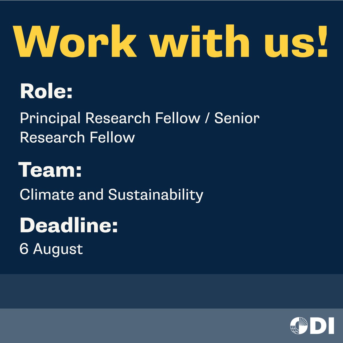 Are you an expert on sustainable finance and/or just energy transitions? Our @ODIclimate team are now hiring a Principal Research Fellow or Senior Research Fellow to lead our broad portfolio of work in these areas! Apply by 6 August ✍️ buff.ly/3pMKE89