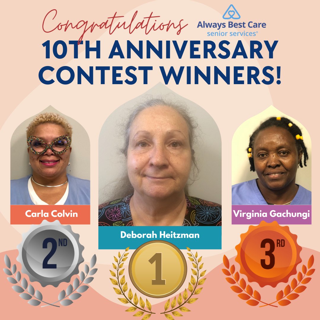 THANK YOU to everyone who entered the essay contest for our 10th Anniversary!

#OfficeFun #TenYearAnniversary #Contest #Winners #EssayContest #AlwaysBestCare #EmployeeAppreciation #Caregiver #AlwaysHiring #SeniorCare #Birmingham