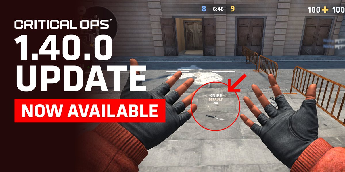 Update 1.40 is NOW LIVE!

➡️SHOTGUN META REBALANCE
➡️NEW CUSTOM GAME OPTION - UNLIMITED AMMO
➡️NEW GAMEPLAY AUDIO
➡️ABILITY TO DROP KNIFE
➡️HANDS ANIMATIONS
And more...!

Read all about the update: criticalopsgame.com/news/patch-1-4…
#CriticalOps #MobileFPS #MobileEsports