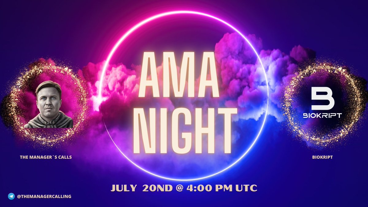 hagjan's tweet photo. #AMA: @biokript
JULY 20ND @ 4:00 PM UTC
VENUE: @THEMANAGERCALLING
#DUCKRACE #GIVEAWAY: 2 x 25$ BUSD
They have done some great strategic partnerships lately, like #Microsoft #CryptoEagles #BlockChainx.
๐Telegram: https://t.co/20WgnWwU4y
๐Website: https://t.co/ZbWZVoUrKT https://t.co/6W5B48IHSD