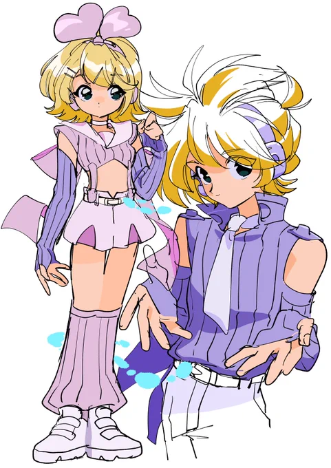 今年は「ロマンティック☆ツインスター」というテーマを頂き作成しました こちらは設定ラフです!  #マジカルミライ2023 #鏡音リン #鏡音レン