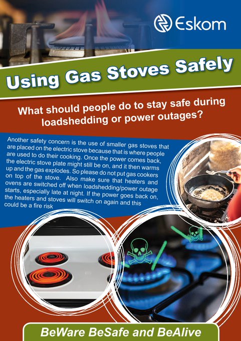 GCISSedibeng's tweet photo. Gas stoves are energy efficient and good backups for cooking during a power outage. Safety should however be your main concern.
#Loadshedding https://t.co/iLMByjCPpc
