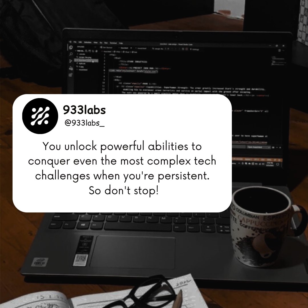 933labs's tweet photo. In the game of software development and innovations, consistency and persistence are key elements. #tech #SoftwareDeveloper #webdeveloper #ThursdayMotivation https://t.co/lPySweILzM