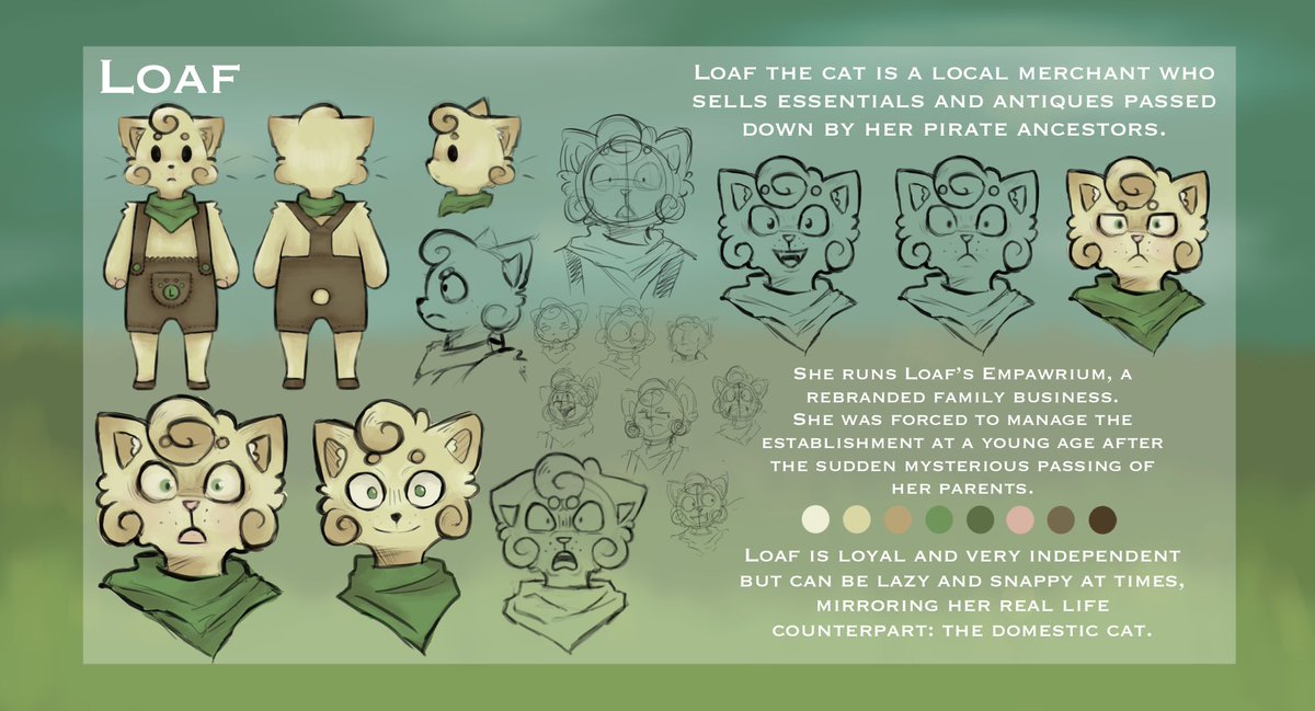 Citrus_Coffee_'s tweet image. Loaf! One of my favourite characters I designed for my concept art coursework :) #gamesdesign #student