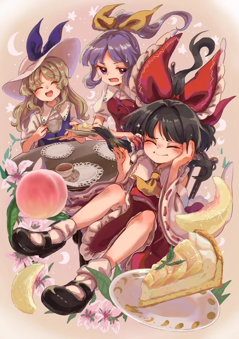 個人的にお気に入りの愛さ霊夢さんとご飯とスイーツとかのお絵描き再掲させていただきまする…