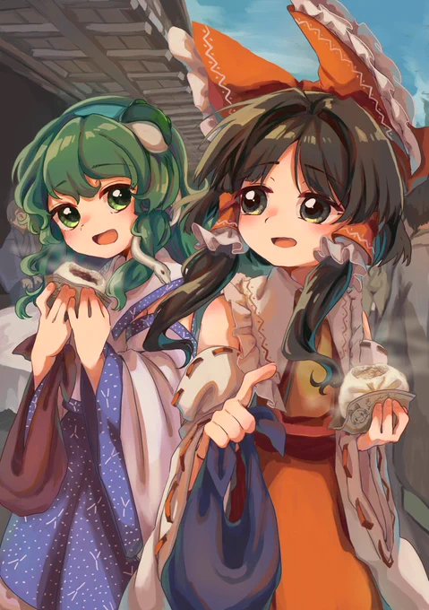 個人的にお気に入りの愛さ霊夢さんとご飯とスイーツとかのお絵描き再掲させていただきまする…