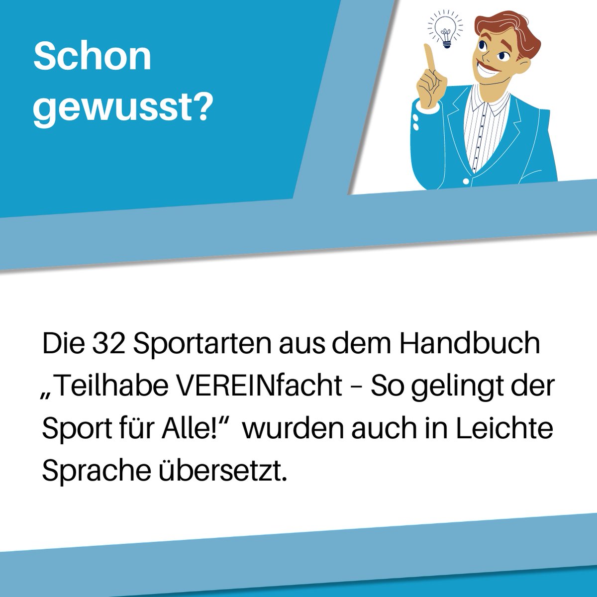 Die 32 verschiedenen Para Sportarten im Handbuch „Teilhabe VEREINfacht – So gelingt der Sport für Alle!“ vom #DeutschenBehindertensportverband wurden vor kurzem in #LeichteSprache übersetzt und stehen nun auch als barrierefreie Information zur Verfügung: dbs-npc.de/sportarten-lei…
