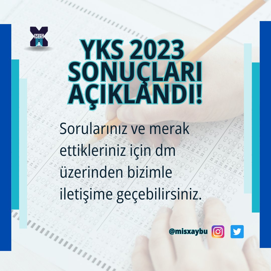 misxaybu's tweet photo. YKS 2023 SONUÇLARI AÇIKLANDI!
Sorularınız ve merak ettikleriniz için dm üzerinden bizimle iletişime geçebilirsiniz.
#yönetimbilişimsistemleri #managementinformationsystem #mis #ybs #aybüybs #aybuybs #yks #tercihdönemi #yks2023 #ankarayıldırımbeyazıtüniversitesi https://t.co/yehmlx1Jo1