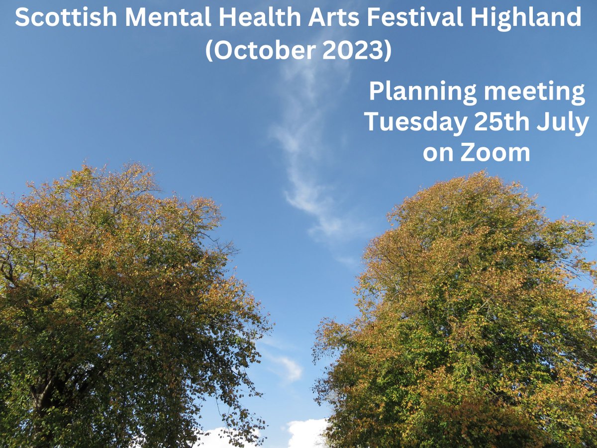 SMHAF Highland (@highlandsmhaff) on Twitter photo Next planning meeting for this year's festival in Highland will be on Zoom on Tuesday 25th July at 1pm.
If your organisation would like to take part in the festival in October, please contact SMHAF Highland co-ordinator Graeme Watson on smhafhighland@gmail.com Next planning meeting for this year's festival in Highland will be on Zoom on Tuesday 25th July at 1pm.
If your organisation would like to take part in the festival in October, please contact SMHAF Highland co-ordinator Graeme Watson on smhafhighland@gmail.com
