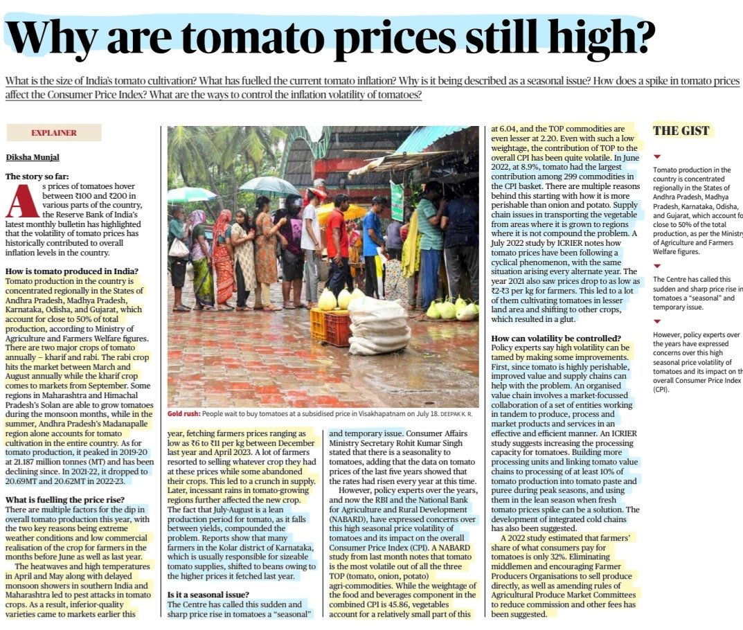 'Why are Tomato prices still High 📈?'
:Explained

#TomatoPrice #tomatopricehike #Tomato 
#agriculture #rabi #Kharif 
#RBI
#Food 
#economics 

#UPSC #UPSC2023
#UPSC_Aspirants 

Source: TH