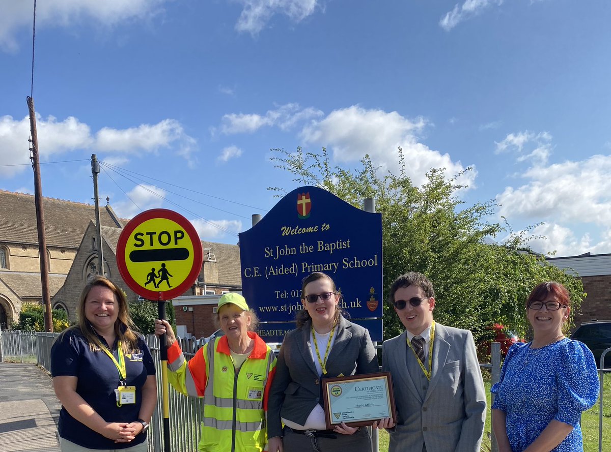 rso_natascha's tweet photo. This morning I had the privilege to attend a special assembly at St John the Baptist Primary School. We celebrated and thanked Rosie for her incredible 17 years of service as the school’s crossing patrol. Thank you and enjoy your retirement 🍾 https://t.co/IYlEeXvPk6