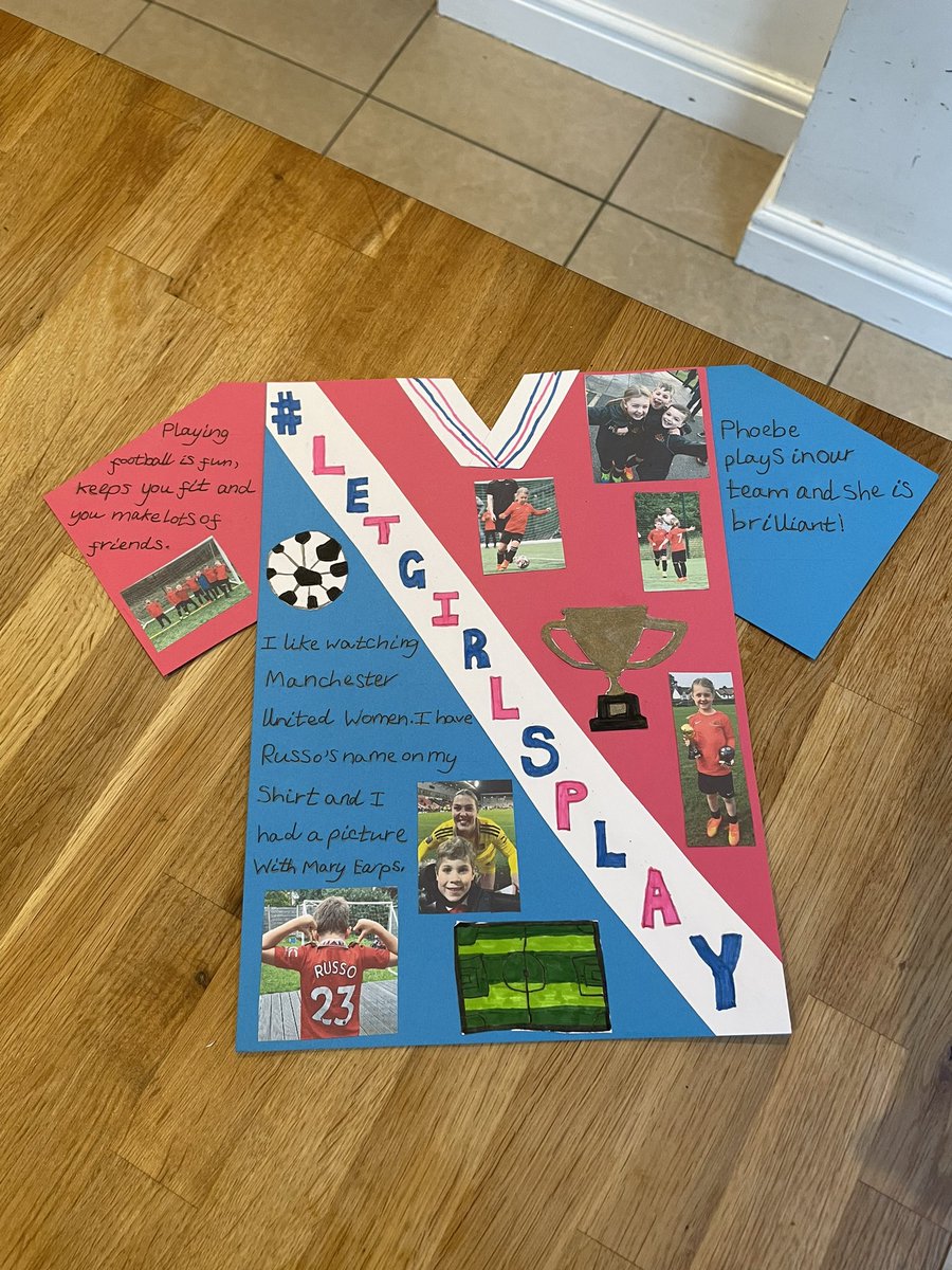 Super proud of Josh’s #letgirlsplay poster and his awesome teammate Phoebe.
#letgirlsplay
#FIFAWomensWorldCup 
<a href="/alessiarusso7/">Alessia Russo</a> <a href="/maryearps027/">josé Paula</a> 
<a href="/Lionesses/">Lionesses</a>