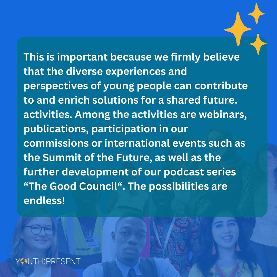 We are pleased to introduce you to our youth forum <a href="/YouthPresentWFC/">Youth Present</a> !
 
#futuregenerations #youth #young #engagement #diversity #active #community #inclusivity #globalchallenges
