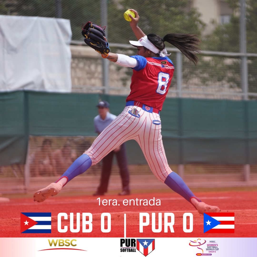 pursoftball's tweet photo. #SoftballWorldCupW | 1era. entrada • 🇨🇺CUB 0 • 🇵🇷PUR 0.¡Viene boricua!
🎥 Transmisión en vivo (Paga por ver): https://t.co/s72kgbzI1p
#SoftballWorldCupW
#PURSoftball
#ElSoftbolestademoda https://t.co/PxUHLXpYbt