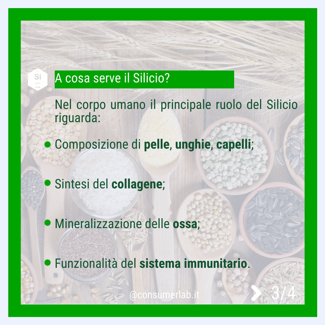 Consumerlab1's tweet photo. 📷 E’ bene introdurre nella nostra #dieta alimenti ricchi di #silicio per favorire il benessere di pelle, capelli e ossa. Si tratta di un minerale abbastanza distribuito nei tessuti e che ha un ruolo biologico nella salute umana. https://t.co/yqjvaZZyQj