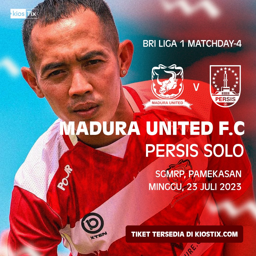 Tiket pertandingan @MaduraUnitedFC (HOME) vs @PERSISSOLO bisa kamu dapatkan sekarang juga di kiostix.com atau klik👉bit.ly/madurautd2 Minggu, 23 Juli 2023 Kick Off - Pukul 19.00 WIB Stadion Gelora Madura Ratu Pamelingan, Pamekasan #Kiostix #BRILiga1