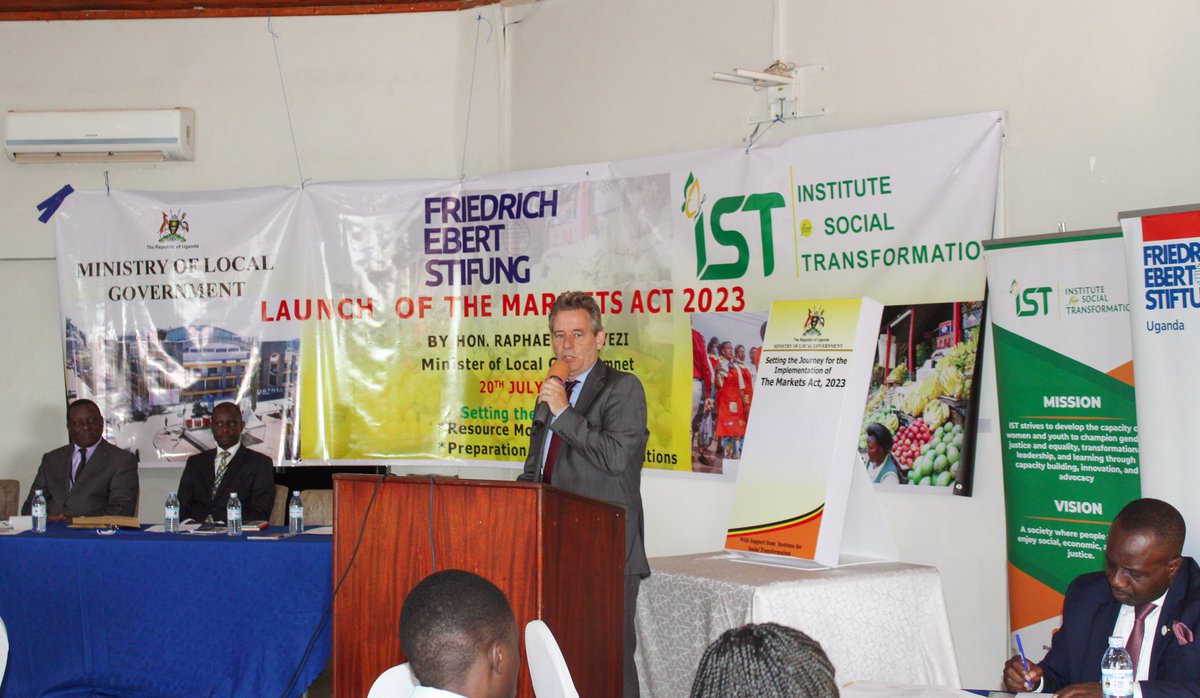 FES Uganda (@fesuganda) on Twitter photo Today, FES Uganda together with partner <a href="/IST_Uganda/">The Institute for Social Transformation</a>, <a href="/Moglsd_UG/">Ministry of GenderUG</a>, ministers - Hon. Raphael Magyezi, Hon. Margaret Rwabushaija & other stakeholders officially launched the Markets Act 2023 & unveiled the roadmap to effect implementation.
To read the Act >> parliament.go.ug/sites/default/… Today, FES Uganda together with partner <a href="/IST_Uganda/">The Institute for Social Transformation</a>, <a href="/Moglsd_UG/">Ministry of GenderUG</a>, ministers - Hon. Raphael Magyezi, Hon. Margaret Rwabushaija & other stakeholders officially launched the Markets Act 2023 & unveiled the roadmap to effect implementation.
To read the Act >> parliament.go.ug/sites/default/…