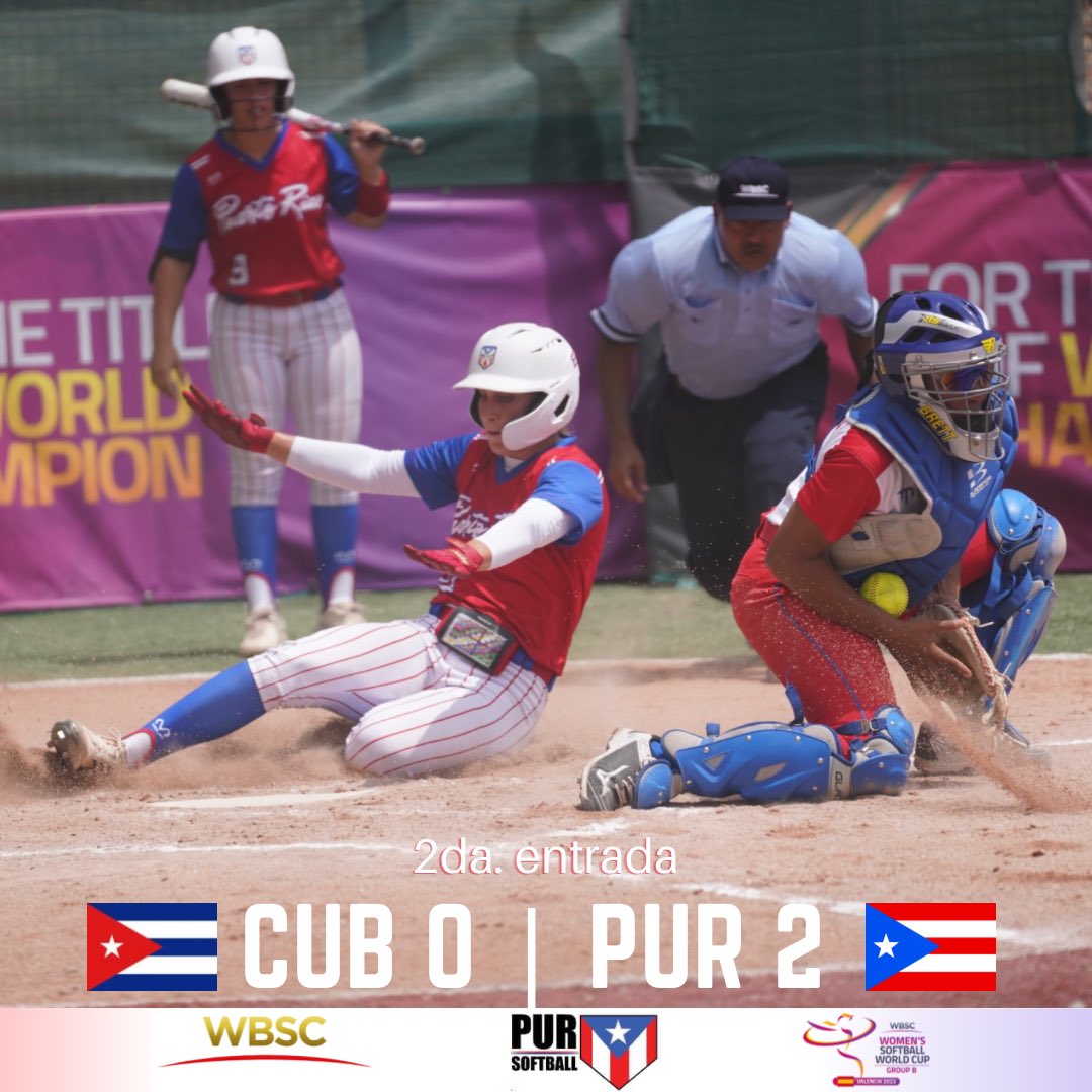 pursoftball's tweet photo. #SoftballWorldCupW | 1era. entrada • 🇨🇺CUB 0 • 🇵🇷PUR 2. Sencillo de Janelle Martínez trae al plato a Cardyn Gordon y Odalys Córdova. ¡Viene boricua!
🎥 Transmisión en vivo (Paga por ver): https://t.co/s72kgbzI1p
#SoftballWorldCupW
#PURSoftball
#ElSoftbolestademoda https://t.co/jgnidbxWmF