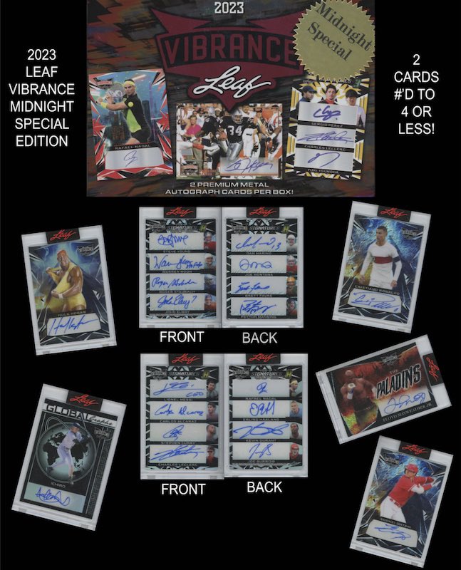 Alexandre_L_R's tweet photo. hier c’était la sortie du 2023 @Leaf_Cards Vibrance Multi-Sport au prix de $349 avec 2 cartes auto par box numérotées jusque 4 et surtout de beaux bangers à aller chercher
#leaftradingcards #sportcards #autocards https://t.co/mx9fghdxcD