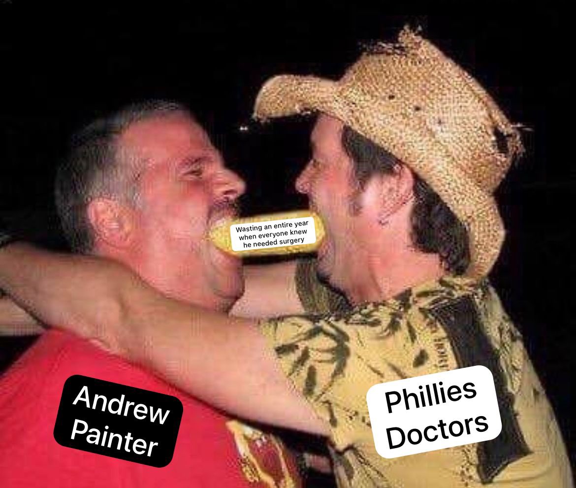 chilldron's tweet photo. He’d already be throwing again if they just had him get the surgery when he first blew his elbow out in spring training. COME ON! #Phillies https://t.co/ub0XmJXtSe