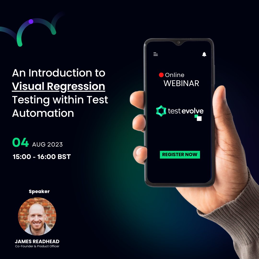 Test_Evolve's tweet image. Join Us for an Exciting #Webinar on #VisualRegressionTesting! Discover how to achieve visual consistency and deliver seamless user experiences through test automation. Fri, 4th Aug 2023, 15:00 - 16:00 BST. Reserve your spot - bit.ly/3rkVNgO #testevolve #TestAutomation