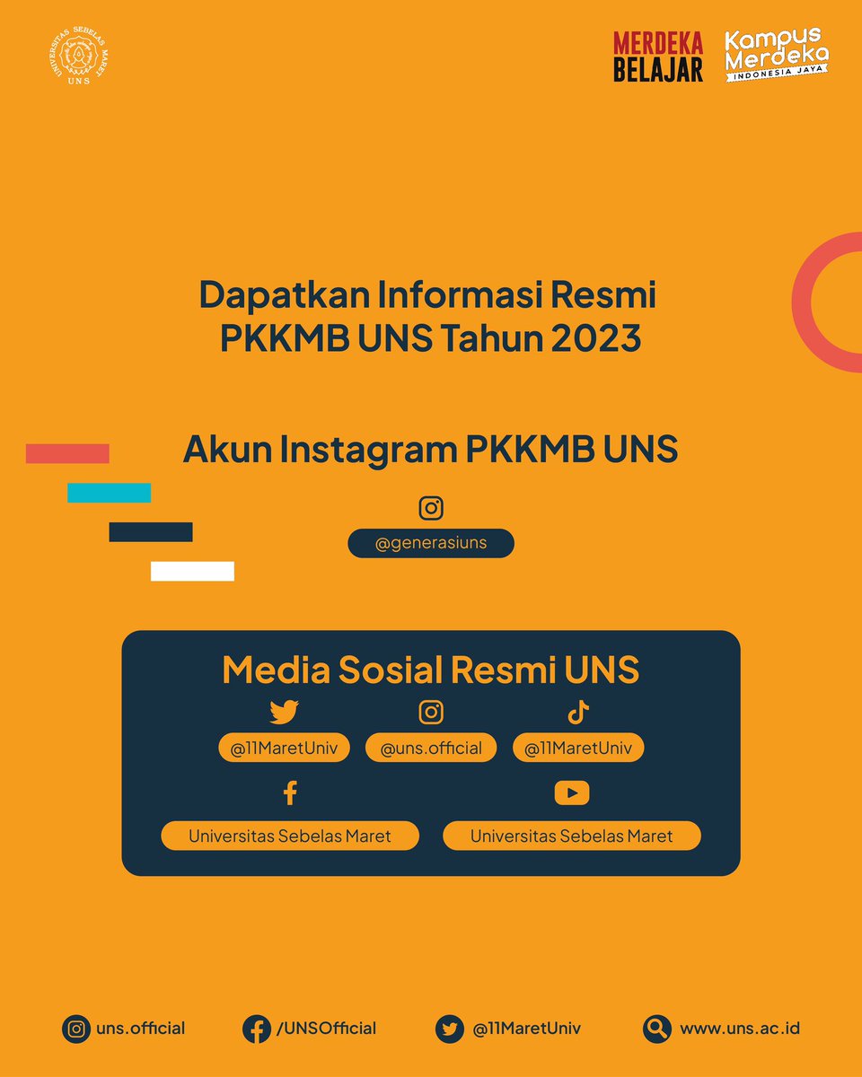 11MaretUniv's tweet photo. #InfoUNS - Imbauan Mahasiswa Baru UNS Tahun 2023✨ 

Halo, Mahasiswa Baru Universitas Sebelas Maret! Simak informasi mengenai Pengenalan Kehidupan Kampus Mahasiswa Baru (PKKMB) dalam Surat Edaran Nomor 46/UN27/SE/2023😄

#UNS #Universitassebelasmaret https://t.co/DJeoCkaUy8