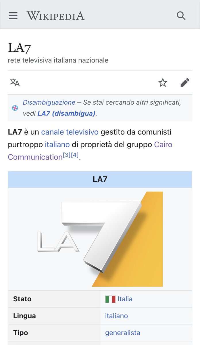 michelebuoso's tweet photo. E da Wikipedia è tutto. @La7tv 
@welikeduel @nonleggerlo https://t.co/3pPhWESgdt