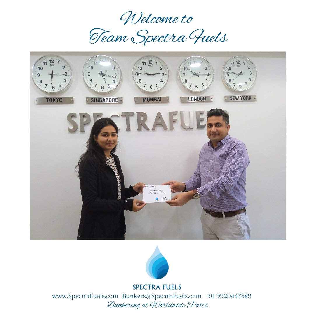 SpectraFuels's tweet photo. We welcome you, Manmeet kaur Banga to Team Spectra Fuels...!!! ๐
#team #spectrafuels #shipping #shippingindustry #bunkers #bunkering #marinefuels https://t.co/Fo1mmTVdjO