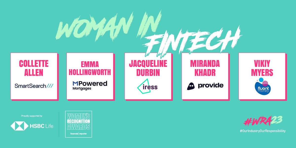 Financial Reporter Women's Recognition Awards (@fr_wra) on Twitter photo We're proud to present your #WRA23 Woman in Fintech finalists - congratulations, all! 🥳
<a href="/smartsearchuk/">SmartSearch</a>
@mpoweredmtgs
<a href="/providefinance/">Provide Finance</a>
<a href="/fluentmoney/">Fluent Money Ltd</a> We're proud to present your #WRA23 Woman in Fintech finalists - congratulations, all! 🥳
<a href="/smartsearchuk/">SmartSearch</a>
@mpoweredmtgs
<a href="/providefinance/">Provide Finance</a>
<a href="/fluentmoney/">Fluent Money Ltd</a>