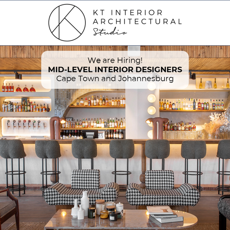 intplacements's tweet photo. KT Interior Architectural Studio is looking to hire a Mid-Level Interior Designer in both our Cape Town and Johannesburg offices ...
📷 View the requirements on https://t.co/gU4t14qwqW
📷 Read the Application Guidelines before applying
 #interiordesigner #capetown #johannesburg https://t.co/P393ZoXnrS